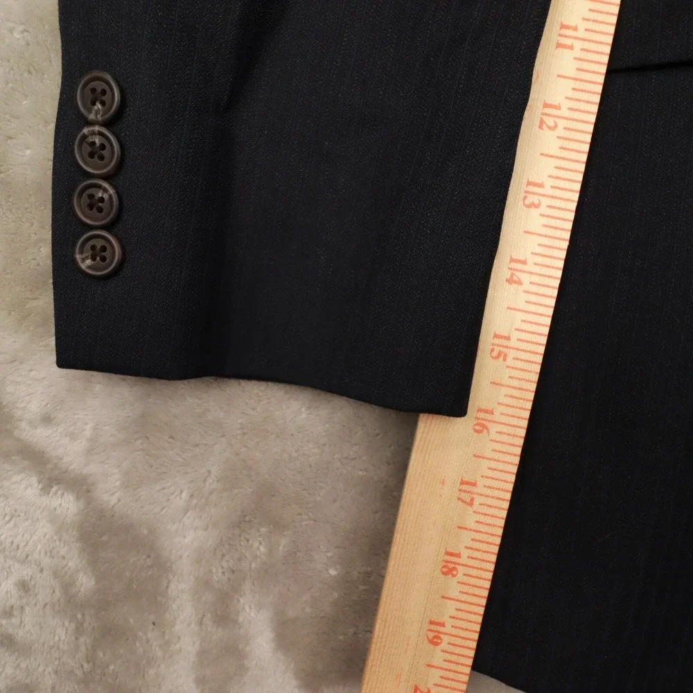 Chaps Ralph Lauren Vintage Men's 40R Navy Blue Herringbone Blazer Heritage‎ 90s